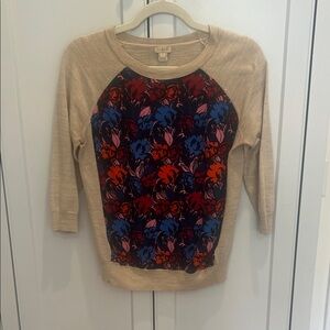 J. Crew Beige Sweater with Bold Floral Design